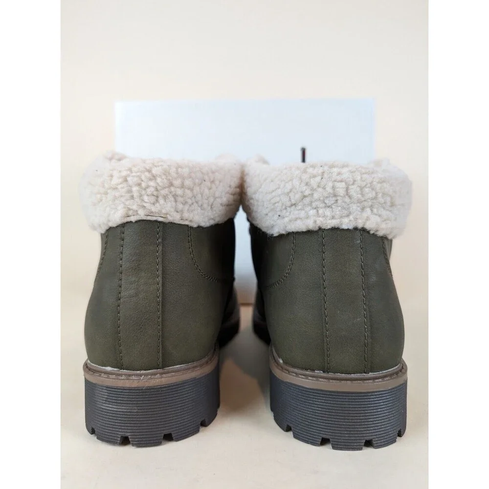 Sun Stone Glenn Winter Boots Mens 11 M Olive Faux Fur Trimmed Lace Up Shoes NWB - Picture 6 of 10